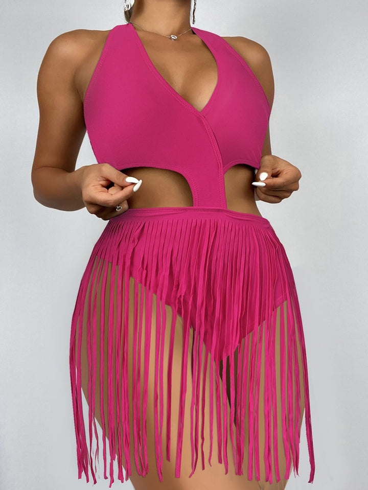 Women’s Cut-Out Swimsuit with Fringed Skirt Mune Fashion