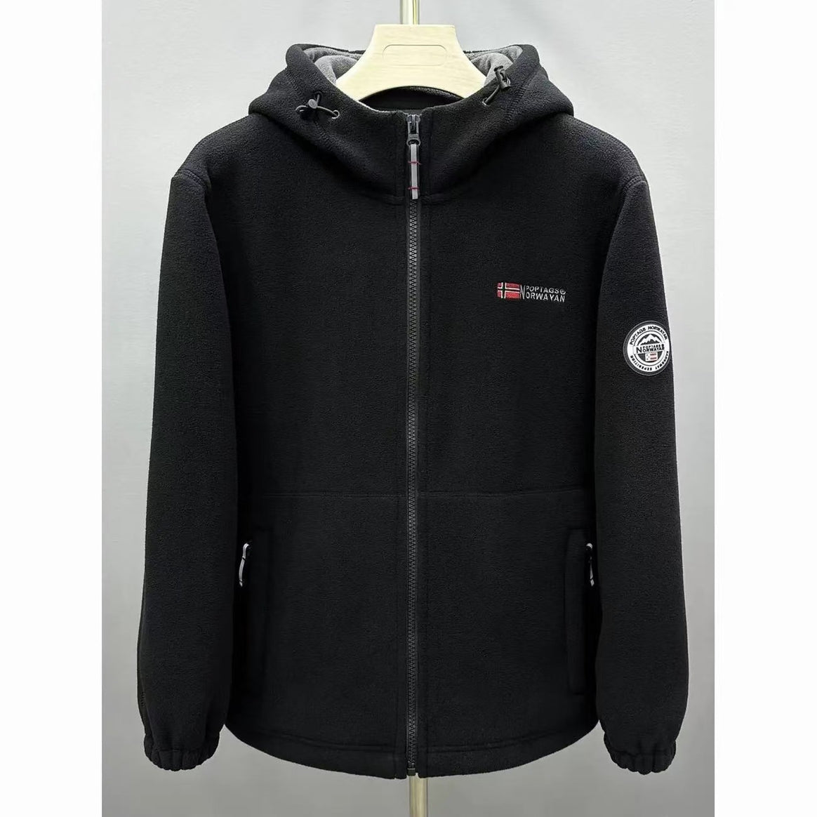 Men's Warm Fleece Hooded Jacket with Sherpa Lining, Wind Protection & Zipper Pockets Mune Fashion