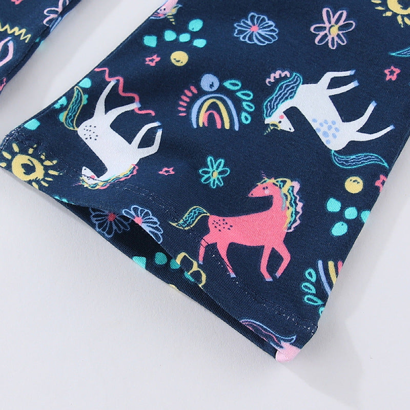 Girls leggings with playful unicorn and flower pattern Mune Fashion