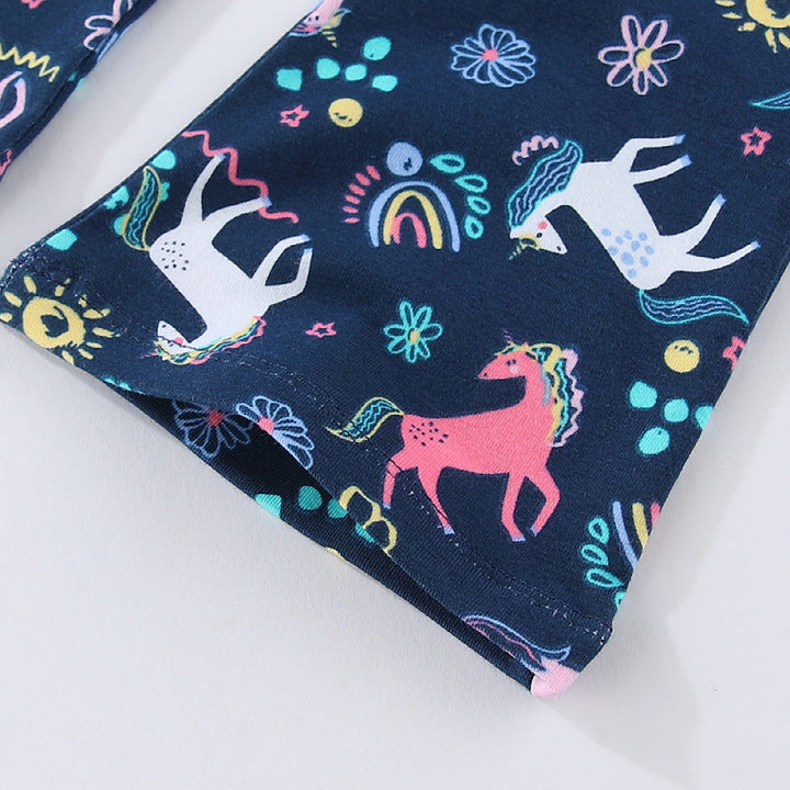 Girls leggings with playful unicorn and flower pattern Mune Fashion