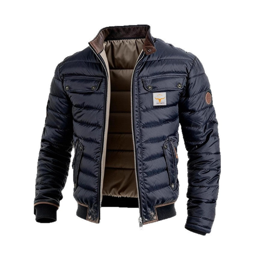 Men's quilted jacket with stand-up collar, padded thermal lining and chest pockets Mune Fashion