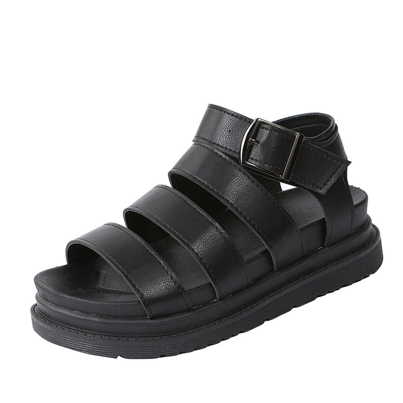 Women's comfortable gladiator sandals with extra cushioned comfort footbed, four wide straps, and adjustable metal buckle Mune Fashion