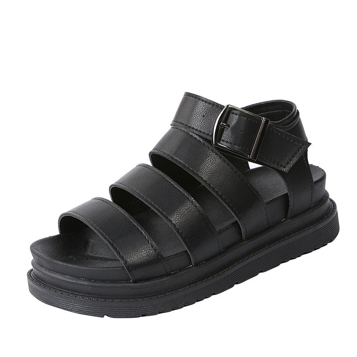 Women's comfortable gladiator sandals with extra cushioned comfort footbed, four wide straps, and adjustable metal buckle Mune Fashion