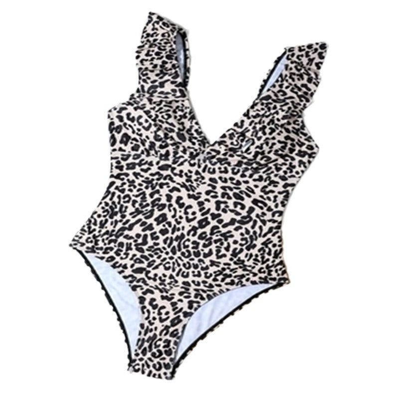 Women One-Piece Swimsuit with Fashionable Leopard Print Mune Fashion
