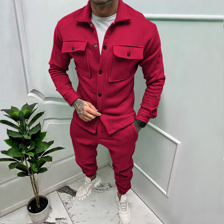 Men's overshirt and jogging pants set with patch flap pockets, ergonomic cut, and elastic waistband Mune Fashion
