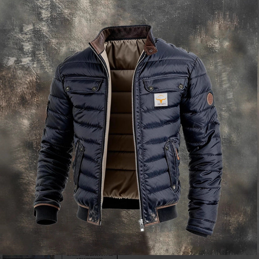 Men's quilted jacket with stand-up collar, padded thermal lining and chest pockets Mune Fashion