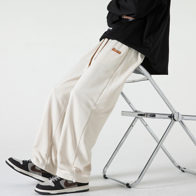 Men's Lounge Jogging Pants in Oversized Street Style with Extra Wide Leg and Drawstring Mune Fashion