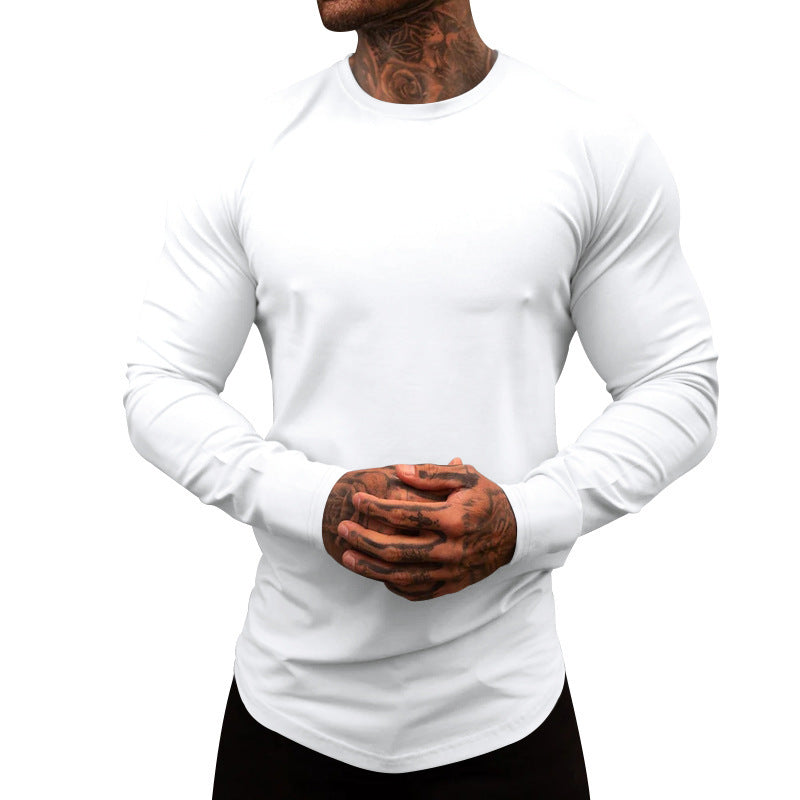 Men's Long-Sleeve Shirt Made Of Soft Stretchy Cotton Blend with Round Neckline Mune