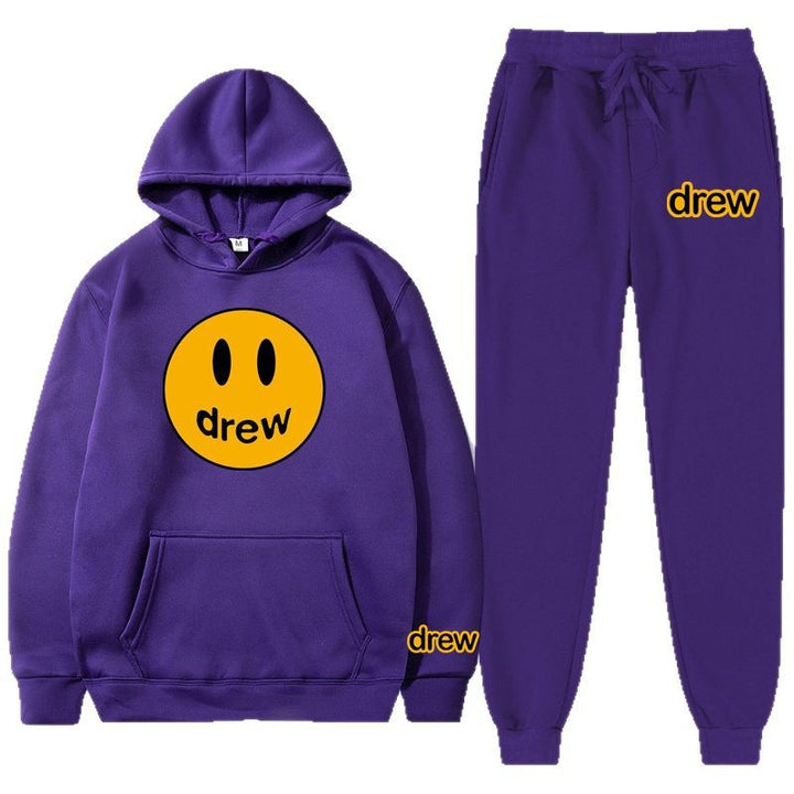 Unisex two-piece lounge set made of French terry with smiley print hoodie and tapered jogger pants Mune Fashion