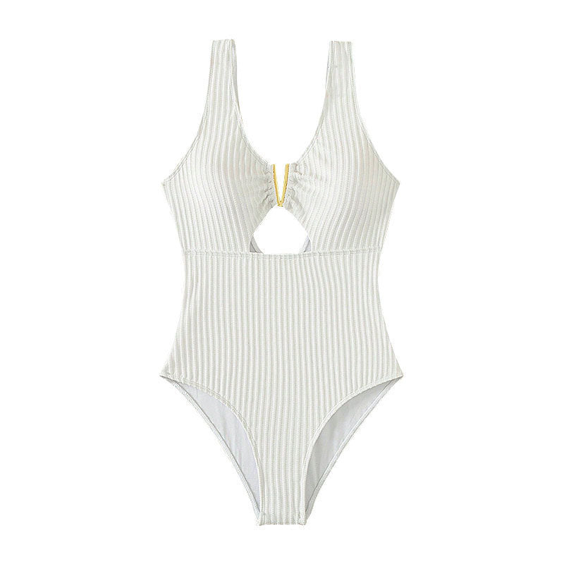 Women's one-piece swimsuit with trendy cut-out and golden accents Mune Fashion