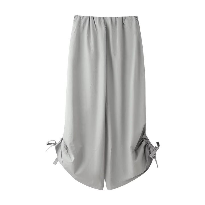 Women's Long Satin Maxi Skirt with Side Gatherings and Drawstring