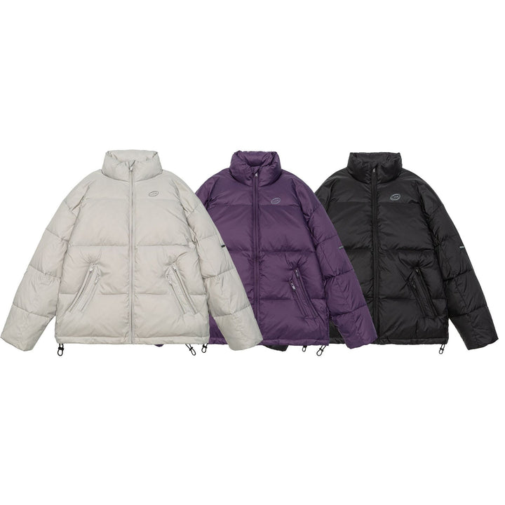 Men's Padded Short Parka with High Stand Collar, Zipper Pockets and Drawstring Mune Fashion
