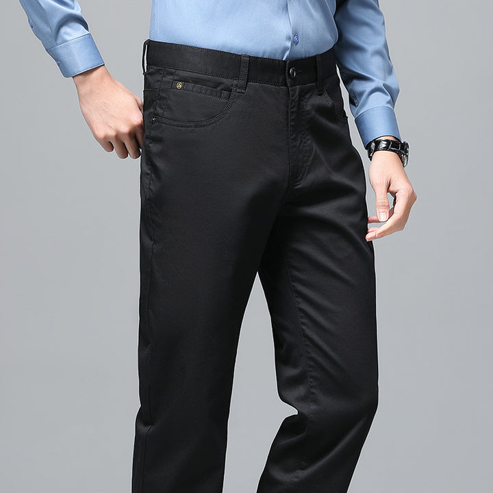 Men's stretch chinos with straight cut and crease Mune Fashion