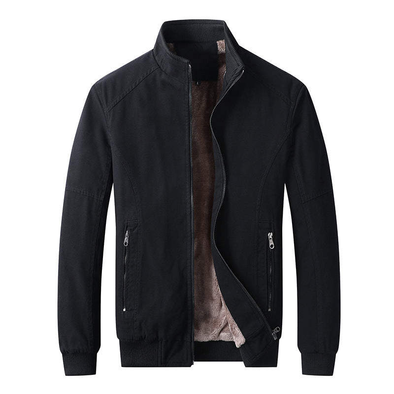 Men's padded canvas bomber jacket with teddy fleece lining and stand-up collar Mune Fashion