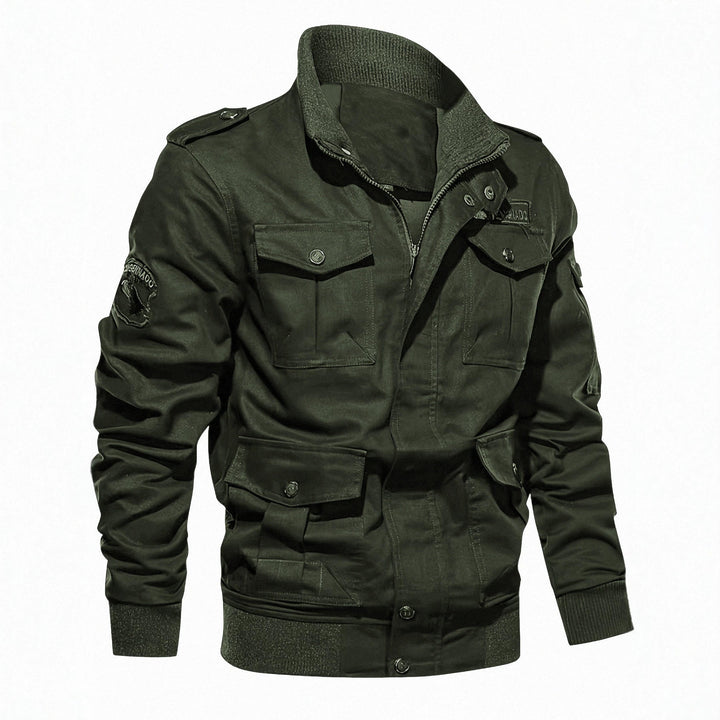 Men's Military-Inspired Canvas Field Jacket with Epaulettes and Multifunctional Pockets Mune Fashion