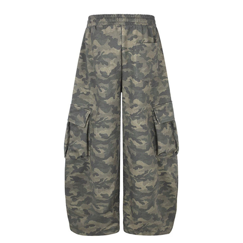 Women's Wide Cargo Palazzo Pants with Drawstring Waistband, Adjustable Hem, and Cargo Pockets Mune Fashion