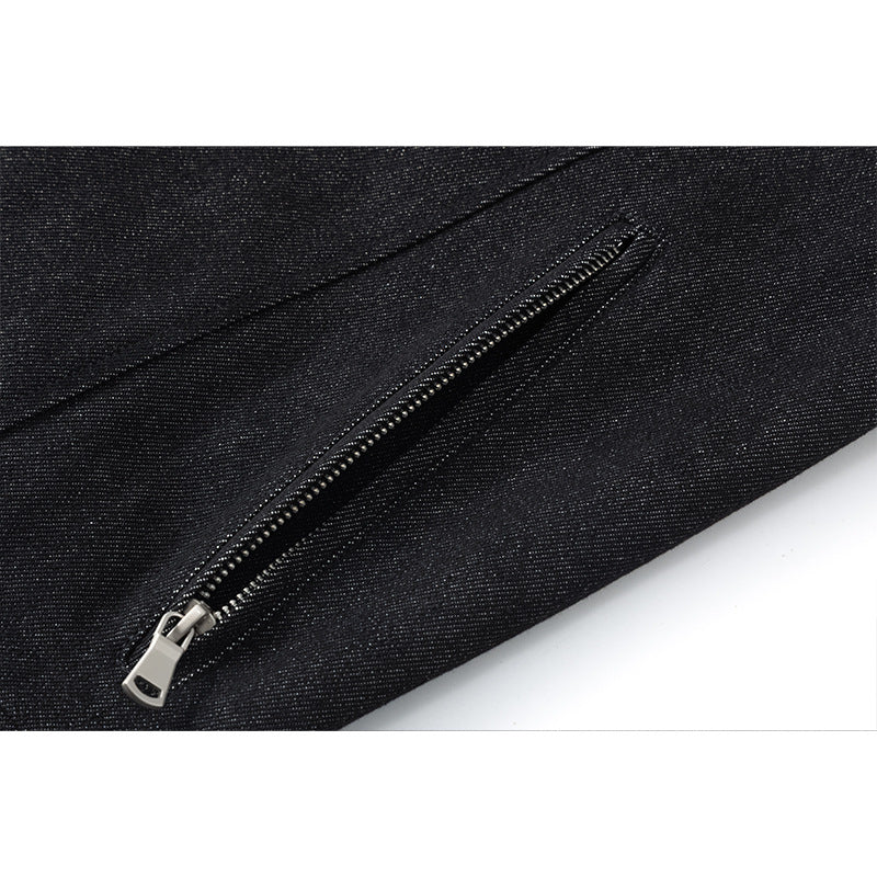 Men's Boxy Over Jacket with Vintage Denim Look, full-length Metal Zipper and side Zipper Pockets Mune Fashion