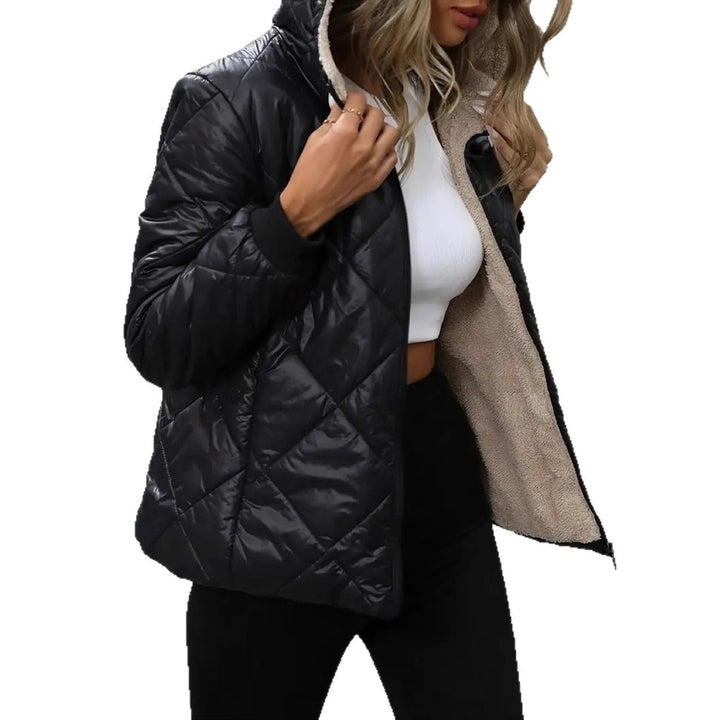 Women's quilted jacket with teddy fur lining and hood Mune Fashion