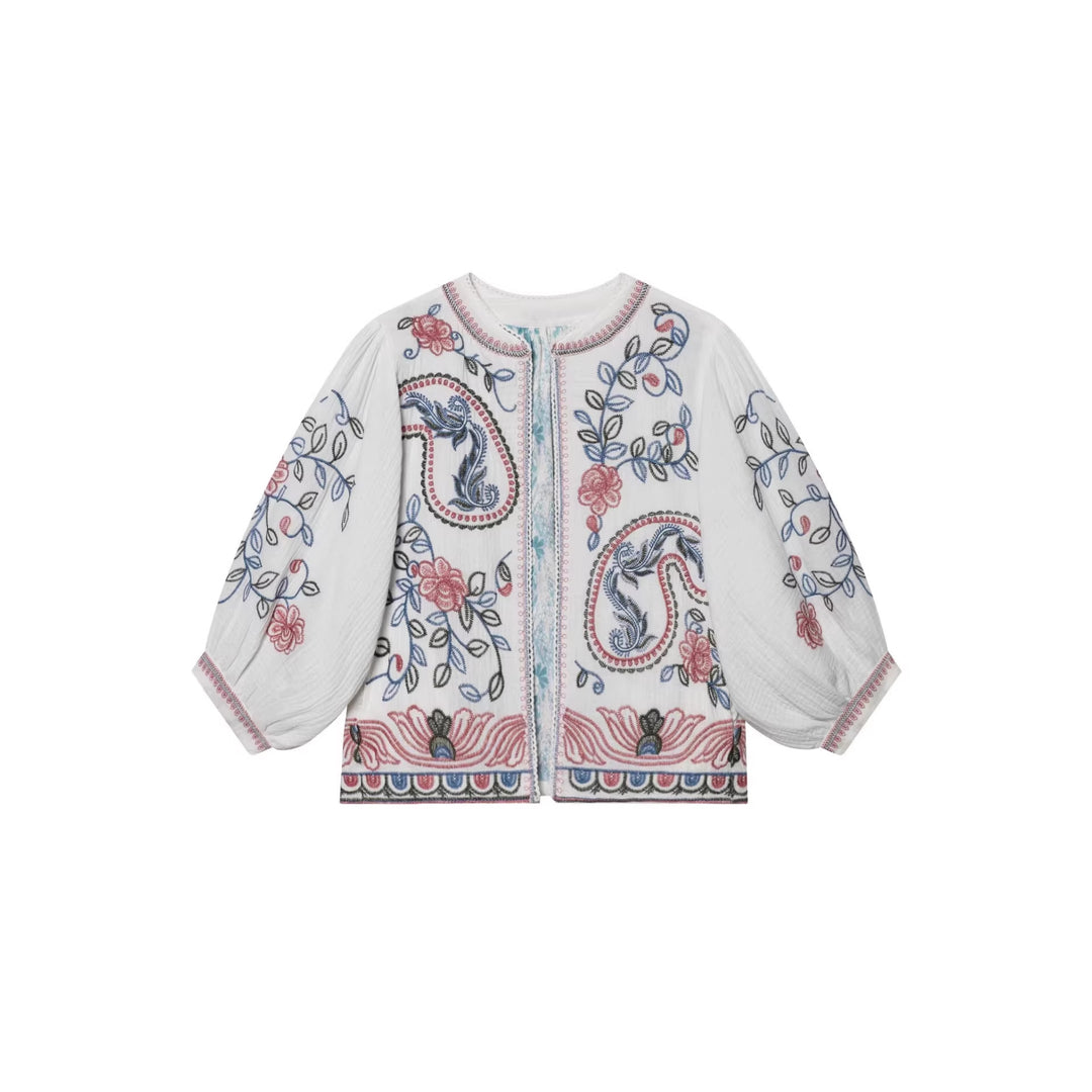 Women Quilted Kimono Jacket with Floral Embroidery Mune Fashion