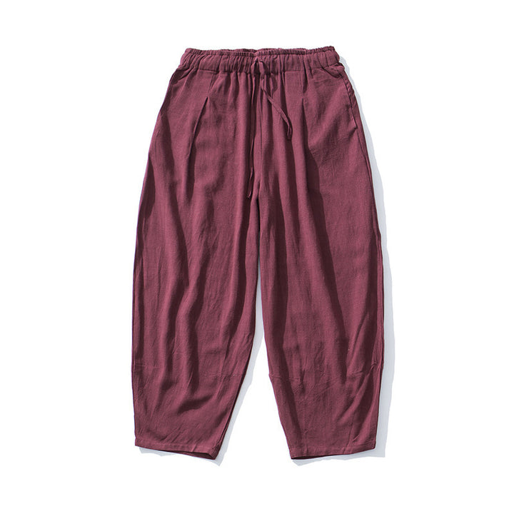 Men's wide pleated harem pants with drawstring, casual taper and deep crotch Mune Fashion