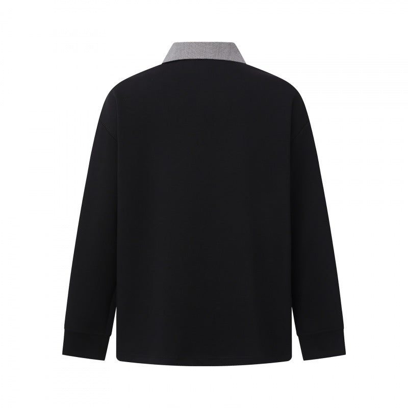 Men's Oversized Polo Shirt in Sweatshirt Style with Contrasting Collar Mune Fashion
