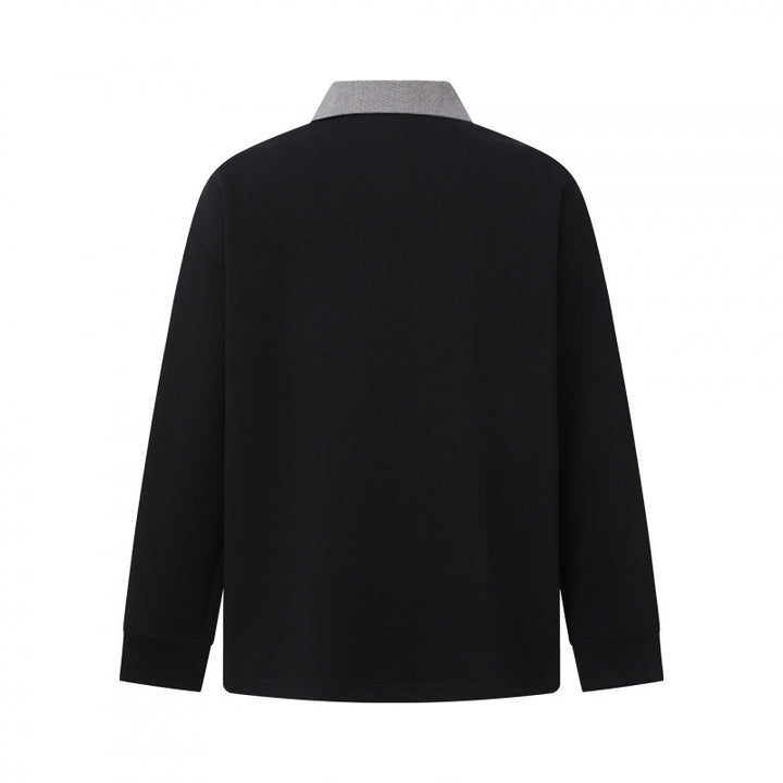 Men's Oversized Polo Shirt in Sweatshirt Style with Contrasting Collar Mune Fashion