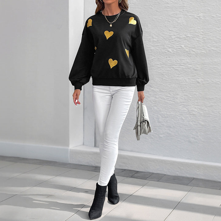 Women's sweatshirt with heart print and balloon sleeves Mune Fashion