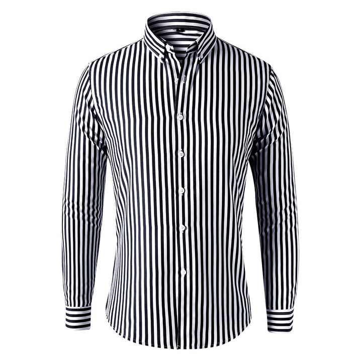 Men Striped Slim-Fit Shirt with Button-Down Collar and Tailored Silhouette Mune Fashion