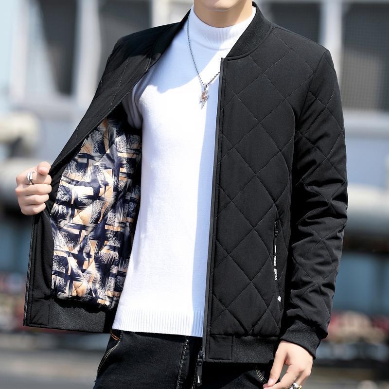 Men's quilted bomber jacket with patterned lining and ribbed cuffs Mune Fashion