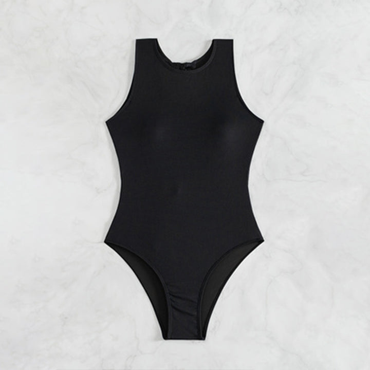 Women's Elegant Sports Swimsuit with High Collar Mune Fashion