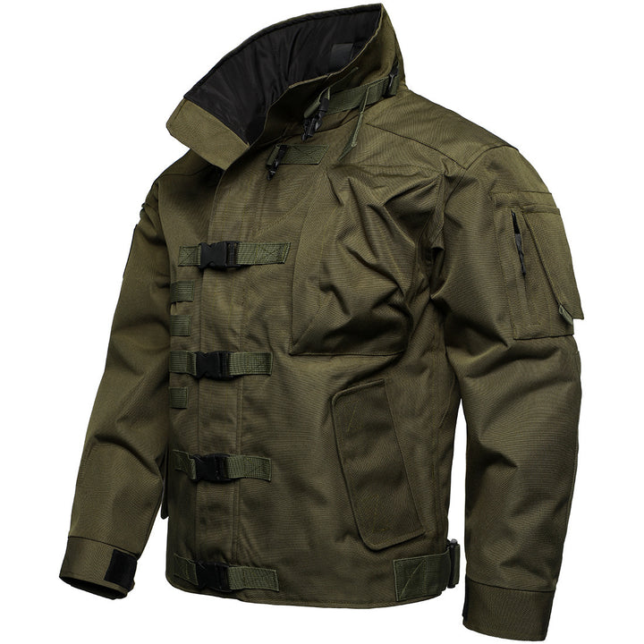 Men's Tactical Field Jacket with Modular Snap Closures and Stowable Hood Mune Fashion