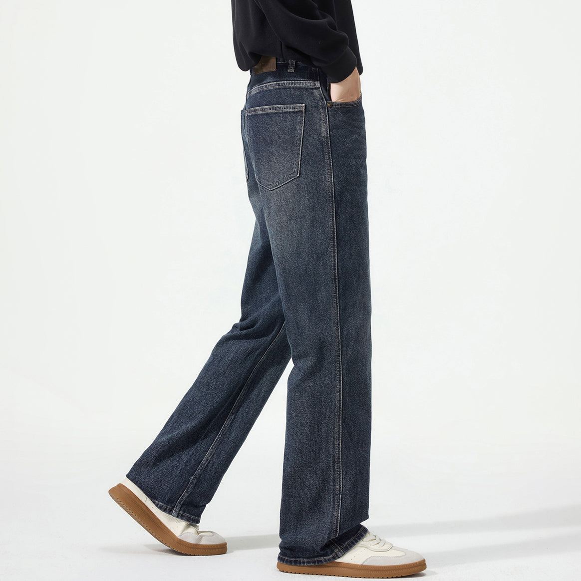 Men's Loose-Fit Denim Jeans with Mid Rise and Used Look Mune Fashion