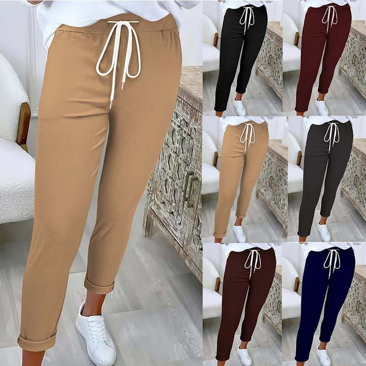 Women's Slim-Fit Jogging Pants with Drawstring and Cuff Mune Fashion