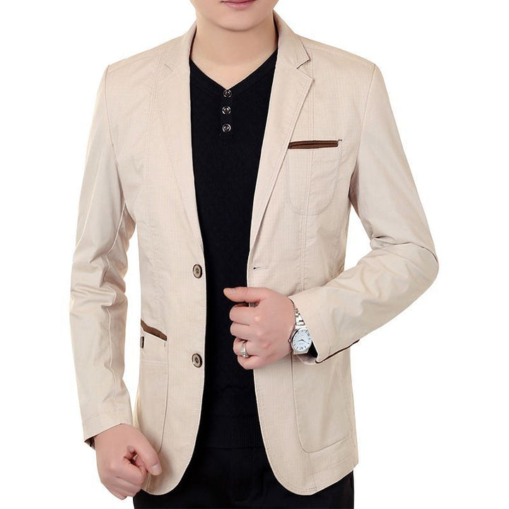 Men's Lightweight Linen Blazer Slim-Fit Two-Button Jacket Breathable Mune Fashion