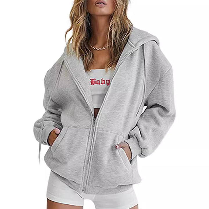 Women's oversized zip hoodie with extended back hem, concealed zipper and kangaroo pockets Mune Fashion