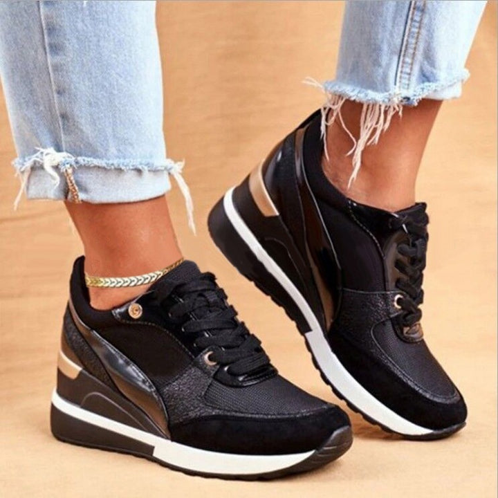 Women's Wedge Sneakers with Internal Wedge Sole and Material Mix Mune Fashion