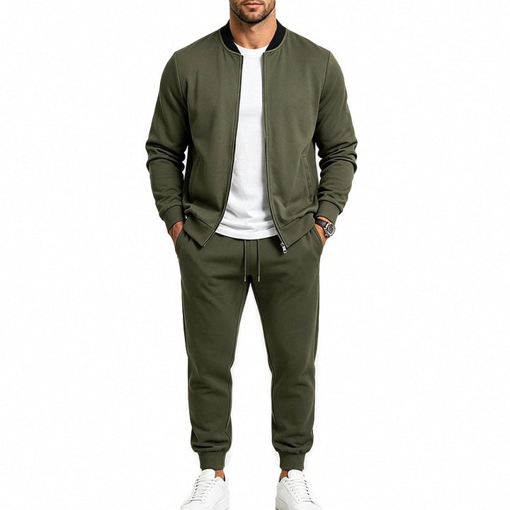 Men's Two-Piece Casual Training Set with Bomber Jacket and Tapered Jogging Pants Mune Fashion