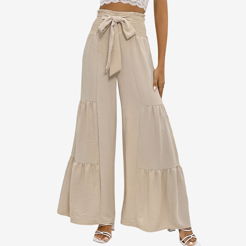 Women Flowing Palazzo Pants with Belt Detail Mune Fashion