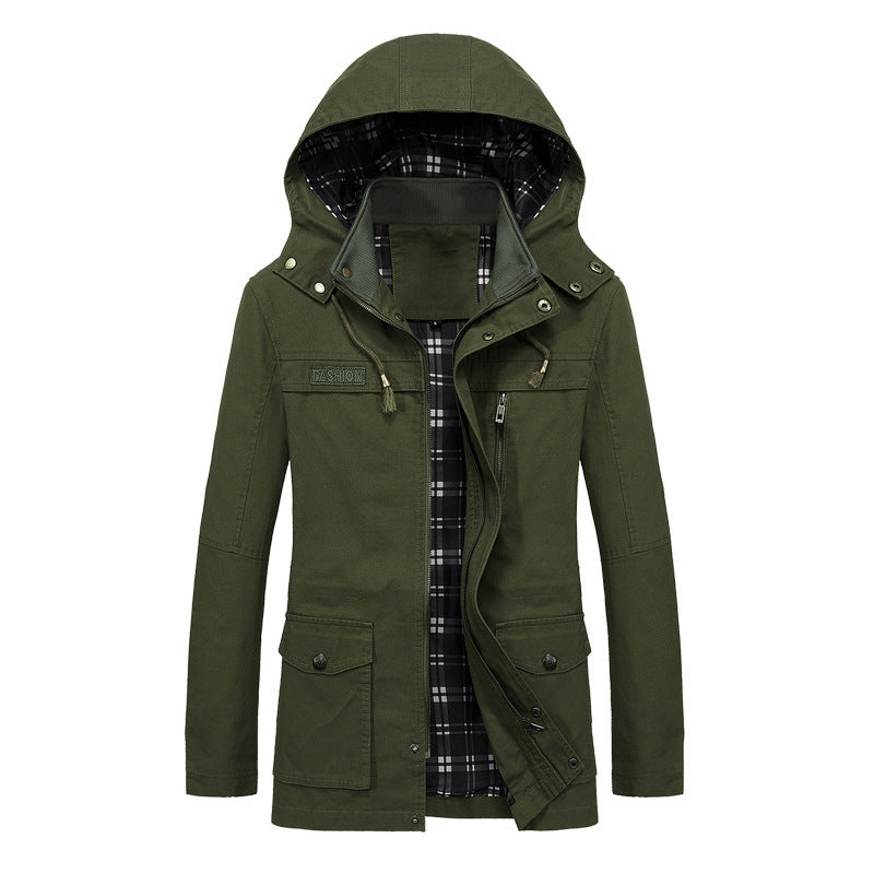 Men's Urban Canvas Parka with Checked Lining and Utility Pockets Mune Fashion