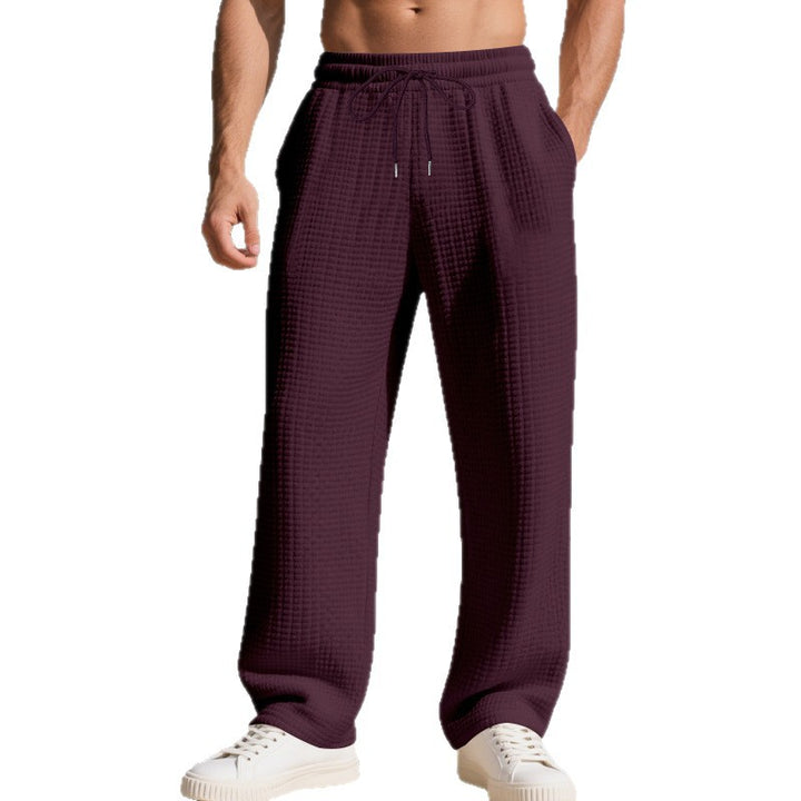 Men's waffle structure lounge pants with elastic waistband, drawstring and side pockets Mune Fashion