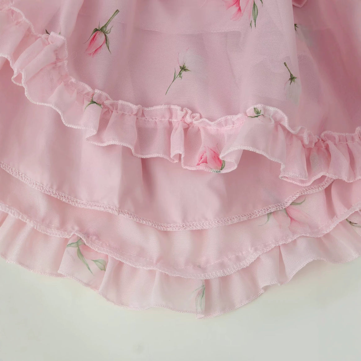 Women's Romantic Chiffon Mini Dress with Waist Cutouts, Ruffles and Puff Sleeves Mune Fashion