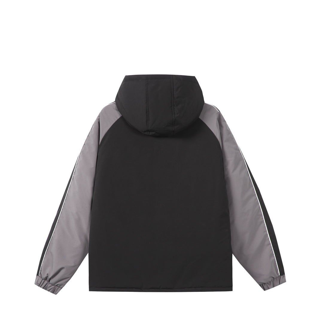 Unisex Short Cut Quilted Hooded Jacket with Reflective Piping and Drawstring Hem Mune Fashion
