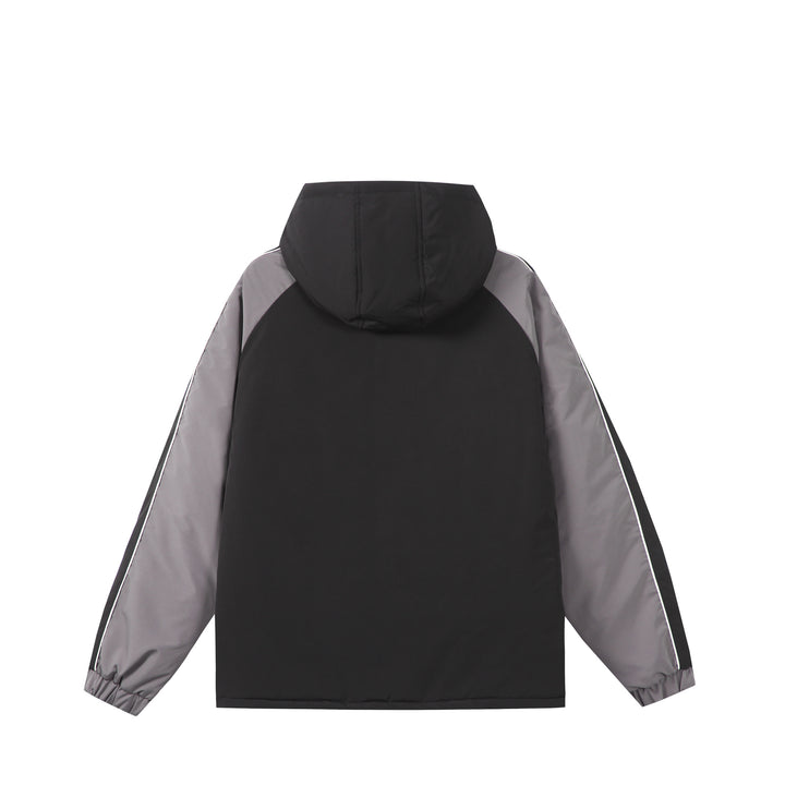 Unisex Short Cut Quilted Hooded Jacket with Reflective Piping and Drawstring Hem Mune Fashion