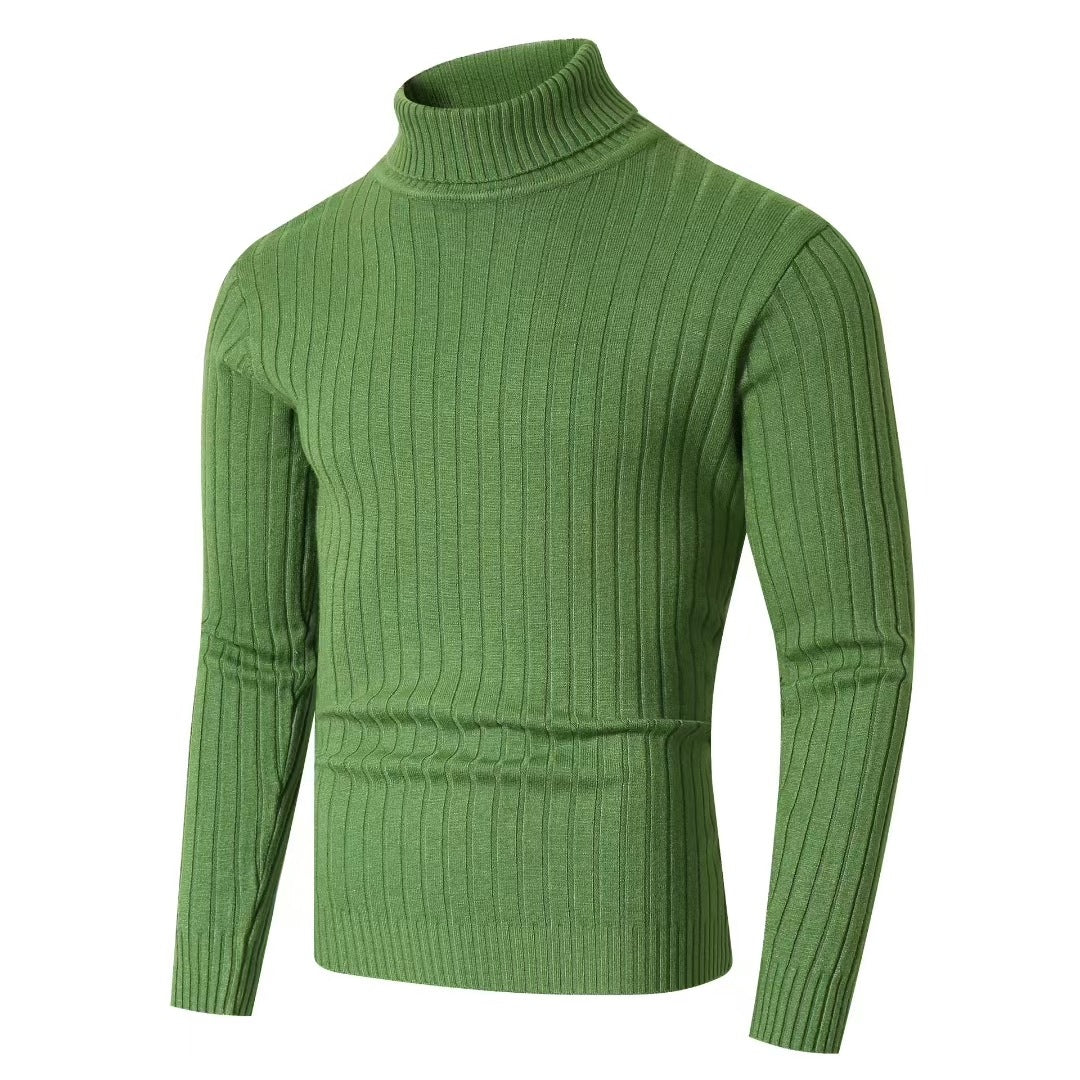 Men's fitted turtleneck sweater in ribbed fine knit Mune Fashion