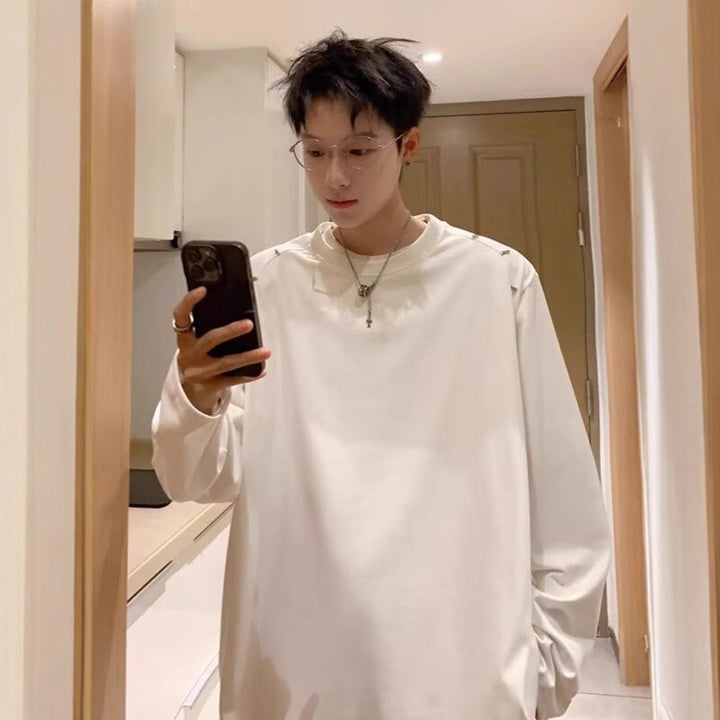 Men's Oversized Sweatshirt with Safety Pin Details and Drop Shoulder Drop