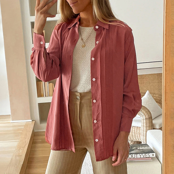 Women's Oversized Shirt with Pleats and Balloon Sleeves Mune Fashion