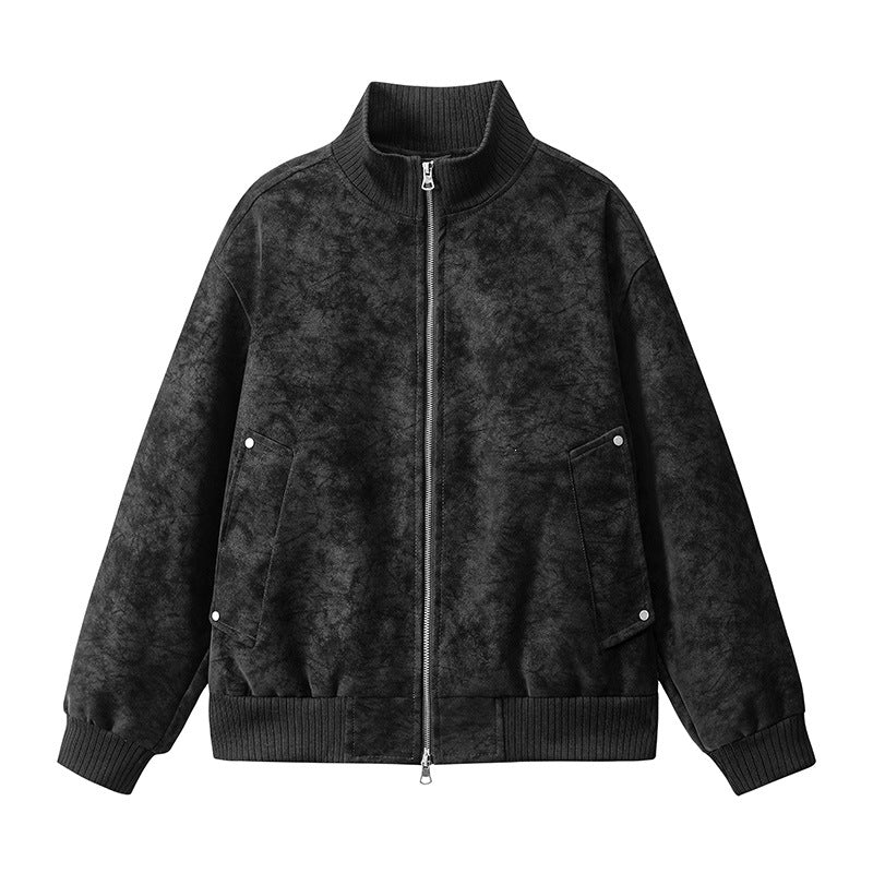 Women's Elegant Faux Leather Jacket with Stand-Up Collar Mune Fashion
