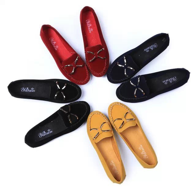 Ladies nan elegant Moccasin half shoes with decorative metal buckle and non-slip rubber sole Mune Fashion