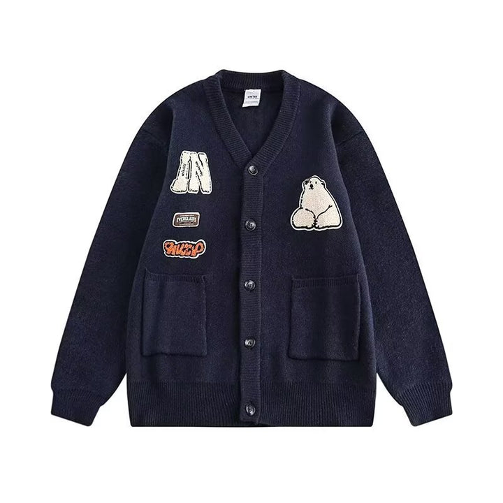 Women's Cozy Cardigan with Colorful Applications Mune Fashion