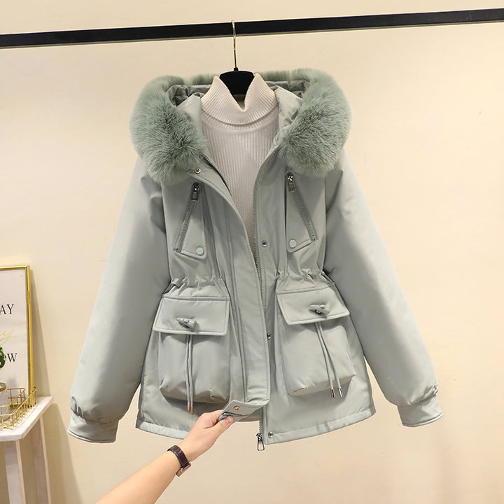 Ladies nano thermo parka with hood, voluminous faux fur collar, drawstring waist and multifunctional pockets Mune Fashion